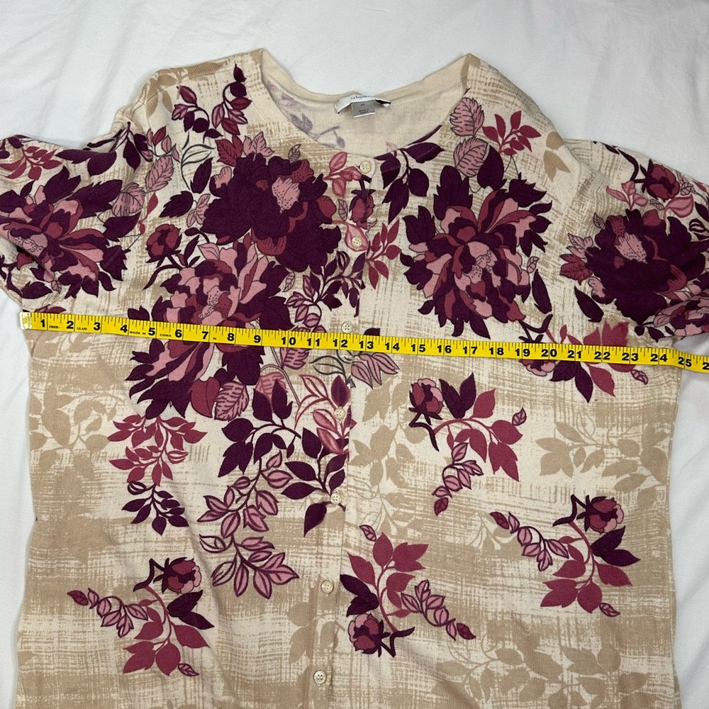 CJ Banks Beige Floral Cardigan Sweater Size 2X - Picture 8 of 8